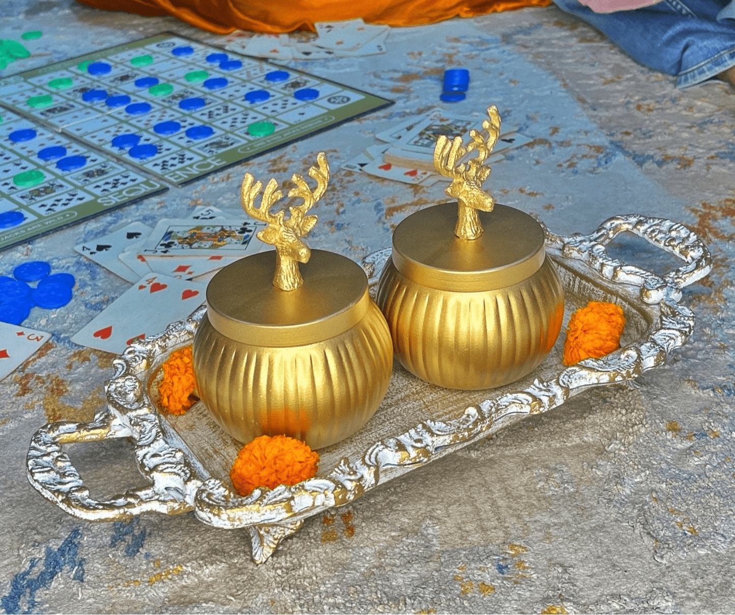 Reindeer Golden Metal Jars - Set of 2 - iROCHiJar