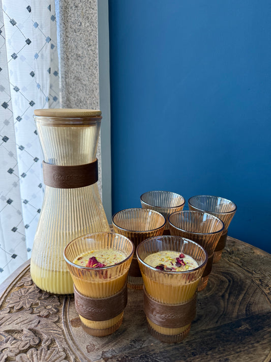 Ribbed Glass Jug and Tumbler Set