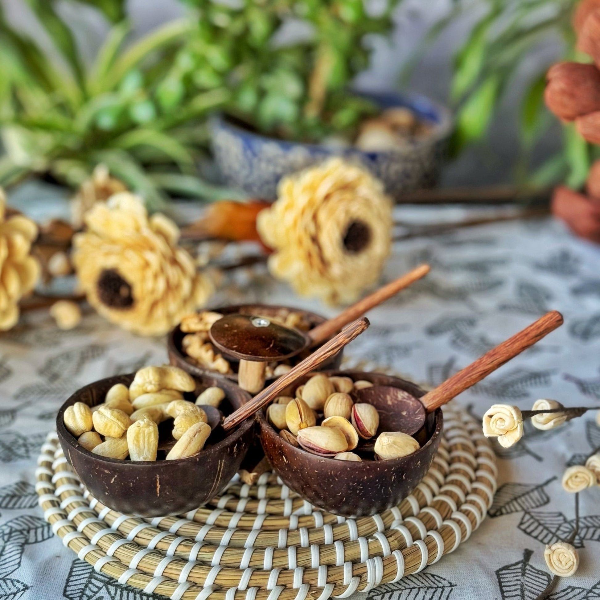 Coconut Shell 3 Bowl Serveware - iROCHiBowl