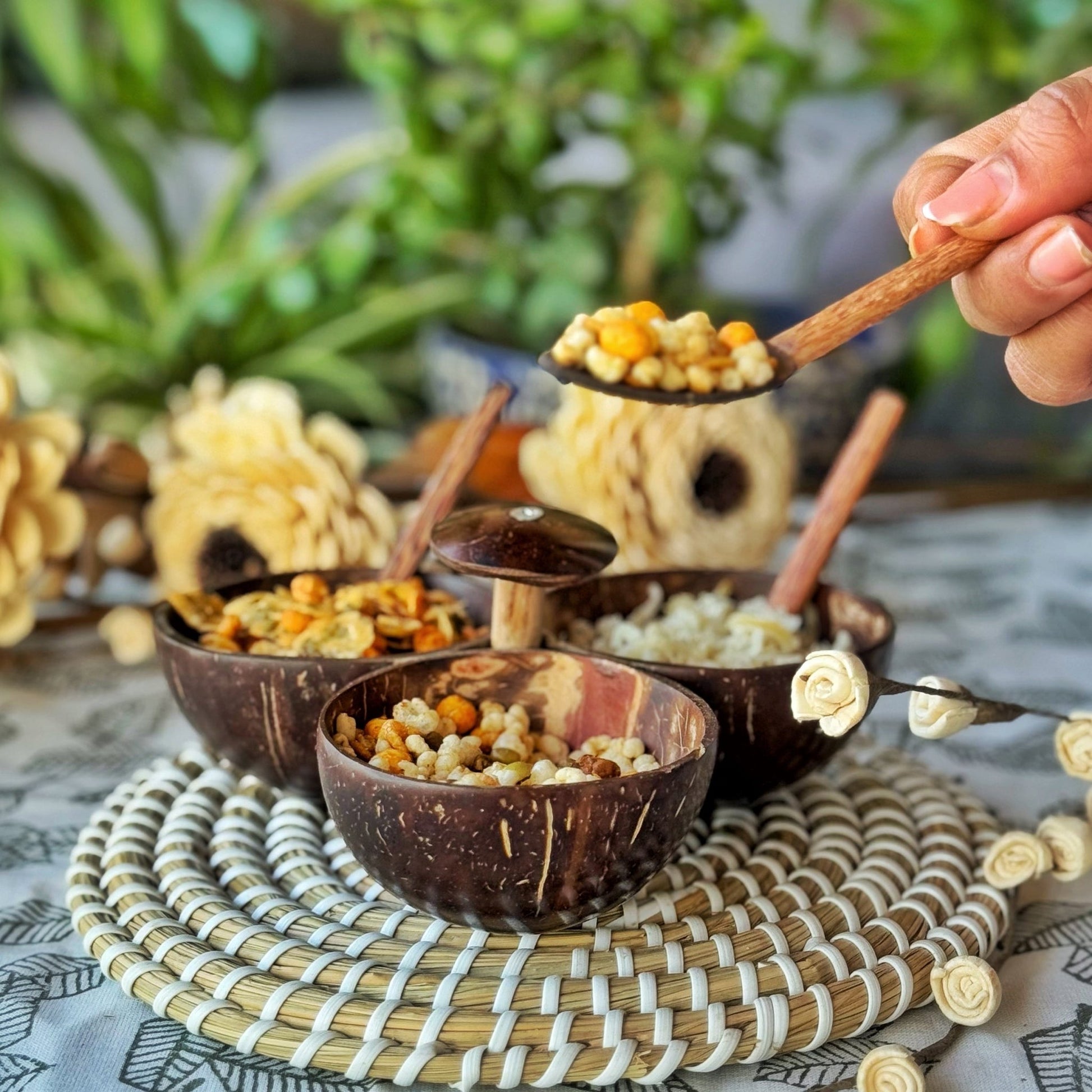Coconut Shell 3 Bowl Serveware - iROCHiBowl