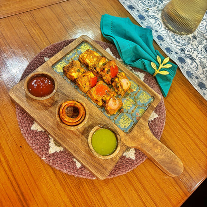 Flower Wooden Platter with Bowl - iROCHiChip and Dip