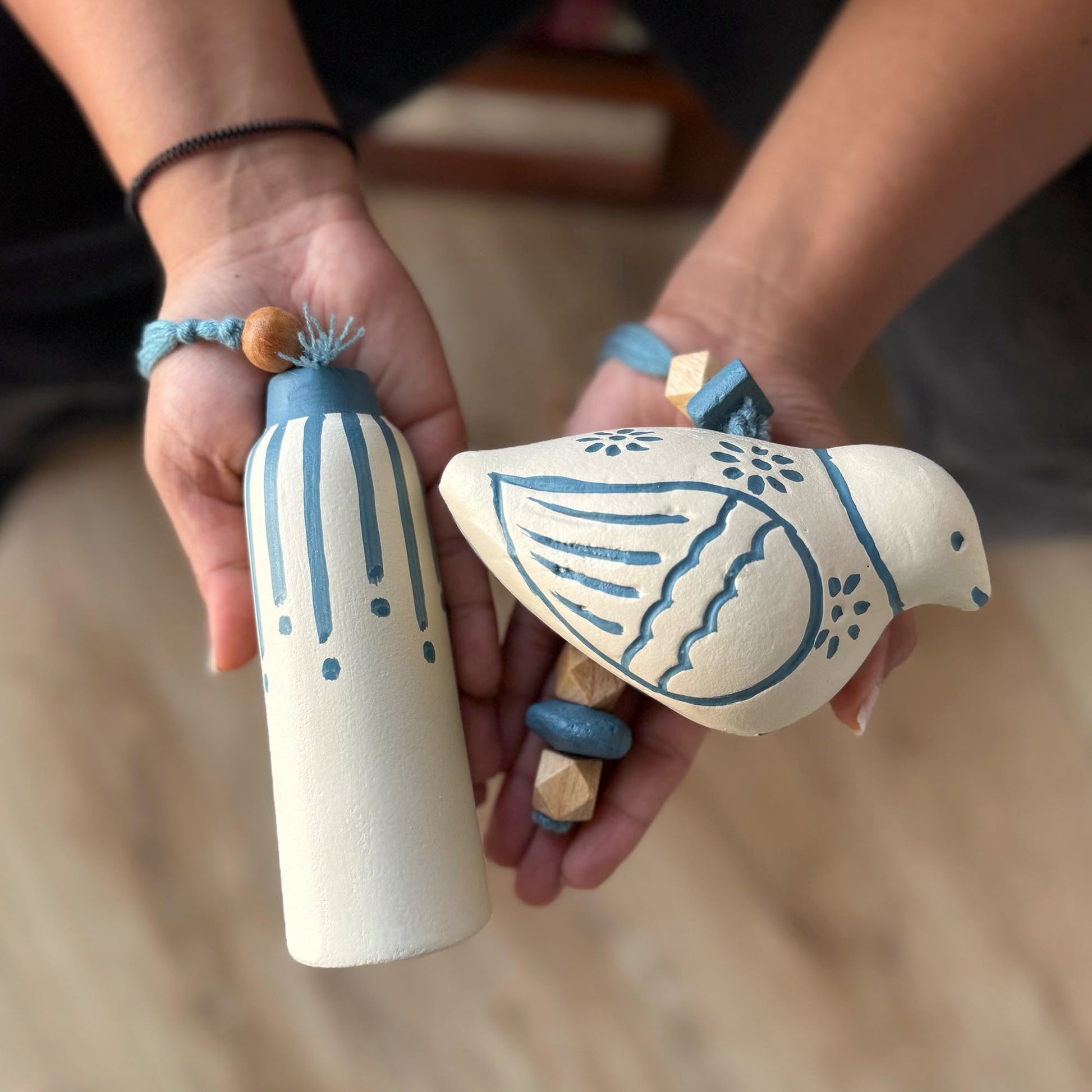 Handpainted Terracotta Decorative Bells Set of 2 - iROCHiDecor