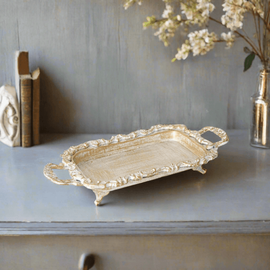 Majestic White Gold Rectangle Tray - iROCHi