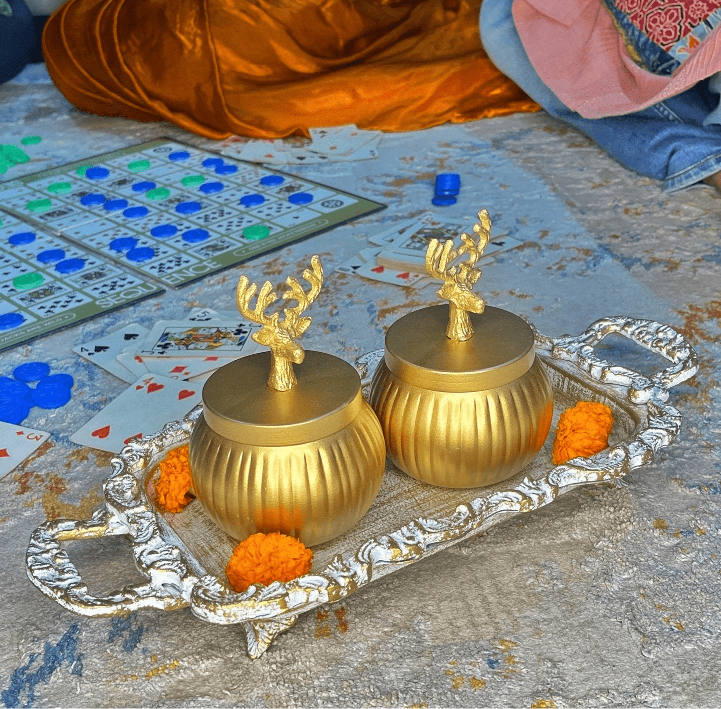 Reindeer Golden Metal Jars - Set of 2 - iROCHiJar
